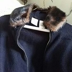 Black sweater jacket /with mink collar